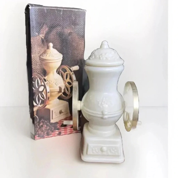 Vintage 70s Avon Country Store Coffee Mill Empty Cologne Milk Glass Decor Cabin - Picture 1 of 6